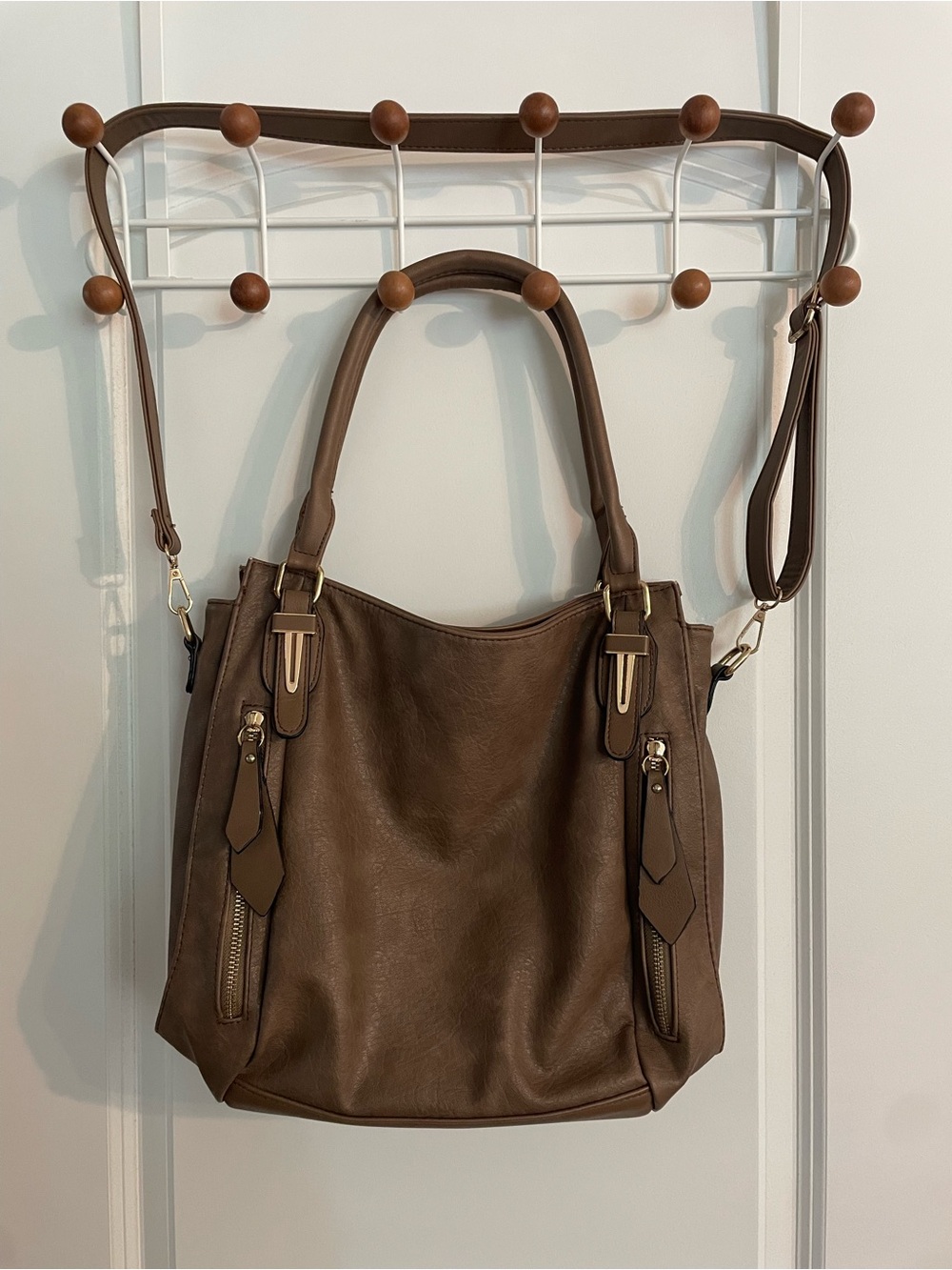 7 Pocket Taupe Large Purse